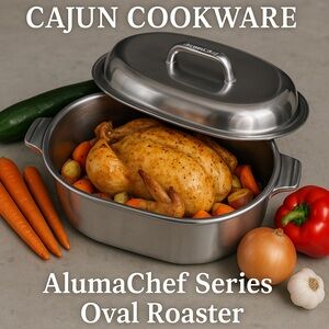 AlumaChef 11” 5qt Aluminum Oval Roaster | New Version of Magnalite